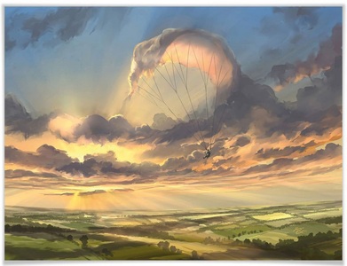 Wall-Art, Wall-Art Poster »Surrealismus Bild Wolkenflug«, Schriftzug, (1 St.), Poster, Wandbild, Bild, Wandposter, Wall-Art Poster »Surrealismus Bild Wolkenflug«, Schriftzug, (1 St.), Poster ohne Bilderrahmen