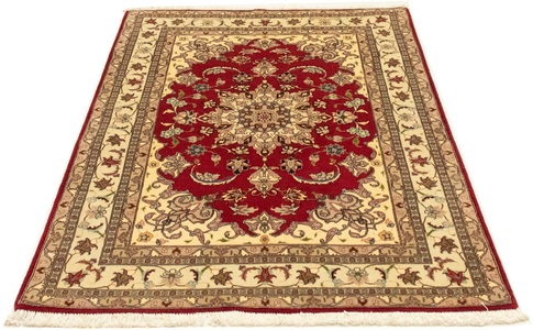 MorgenLand, morgenland Teppich »Täbriz 50 Raj Teppich handgeknüpft rot«, rechteckig, 7 mm Höhe, handgeknüpft, morgenland Teppich »Täbriz 50 Raj Teppich handgeknüpft rot«, rechteckig, 7 mm Höhe, handgeknüpft