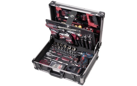 Kraftwerk, Kraftwerk - 266-t. Profi-Alu-Werkzeugkoffer KW/Bosch - Rot und Schwarz, Kraftwerk Werkzeugset »Werkzeugkoffer 3949,1 264-teilig«, (264 tlg.)
