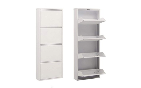 Woody Fashion, Woody Fashion Schuhschrank 50 x 137 x 15 cm, Weiss, WOODY FASHION Schuhschrank »50 x 137 x 15 cm, Weiss«