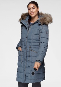 KangaROOS, KangaROOS Steppjacke, mit Kapuze, mit kuscheligem, abnehmbarem Fellimitat-Kragen an der Kapuze, 