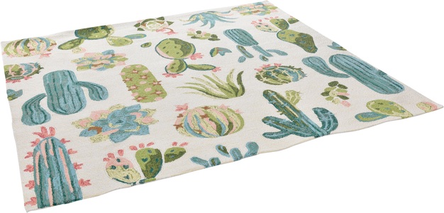 GINO FALCONE, Gino Falcone Teppich »Rosetta 021 Kakteen«, rechteckig, 15 mm Höhe, besonders weich durch Microfaser, In- und Outdoor geeignet, Wohnzimmer, Gino Falcone Teppich »Rosetta 021 Kakteen«, rechteckig, 15 mm Höhe, besonders weich durch Microfaser, In- und Outdoor geeignet, Wohnzimmer