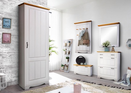 HOME AFFAIRE, Home affaire Schuhschrank »Trinidad«, 3-teilig, bestehend aus Schuhschrank, Schuhbank und Spiegel, Home affaire Schuhschrank »Trinidad«, 3-teilig, bestehend aus Schuhschrank, Schuhbank und Spiegel