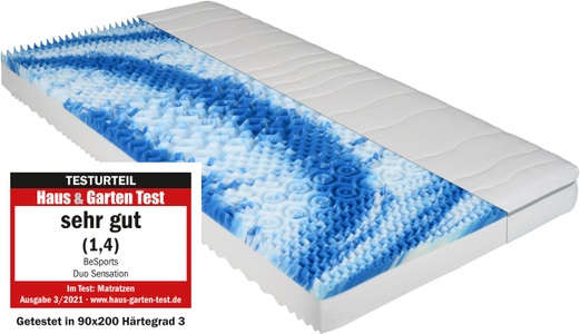 BESPORTS, BeSports Komfortschaummatratze »Duo Sensation«, 18 cm cm hoch, (1 St.), Matratze in 90x200 cm und weiteren Grössen, als Wendematratze nutzbar, BeSports Komfortschaummatratze »Duo Sensation«, 18 cm hoch, (1 St.), Matratze in 90x200 cm und weiteren Grössen, als Wendematratze nutzbar