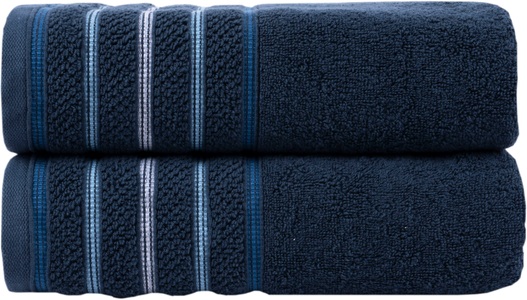 HOME AFFAIRE, Home affaire Handtuch Set »Safien mit Streifenbordüre«, Set, 2 tlg., Frottier, Handtuch oder Badetuch Set, Premium 550gr/m², Bio-Baumwolle, Home affaire Handtuch Set »Safien mit Streifenbordüre«, (Set, 2 St., 2 Duschtücher (70x140) cm), Handtuch oder Badetuch Set, Premium 550gr/m², 100% Baumwolle