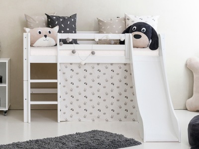 Hoppekids, Hoppekids Hochbett »«Pets Natur»«, Rutsche & Vorhang Grau und viel Auswahl, Hoppekids Hochbett »«Pets Natur»«, Rutsche & Vorhang Grau und viel Auswahl