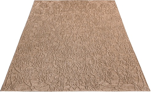 Paco Home Teppich »Rimini 411«, rechteckig, Flachgewebe, Uni Farben, Hoch-Tief Effekt, In- und Outdoor geeignet