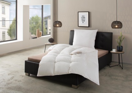 RIBECO, RIBECO Federbettdecke + Federkissen »Lara, Bettwaren-Set in 135x200 oder 155x220 cm, Sommer oder Winter«, (Spar-Set), Naturprodukt zum TOP-Preis!, RIBECO Federbettdecke + Federkissen »Laram, 2-tlg. Naturprodukt zum TOP-Preis!«, (Spar-Set), Decke mit Kissen, verschiedene Grössen, Bettdecke 135x200, 155x220 cm
