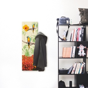 Artland, Artland Garderobe »Papagei«, platzsparende Wandgarderobe aus Holz mit 3 Haken, geeignet für kleinen, schmalen Flur, Flurgarderobe, Artland Garderobenleiste »Papagei«, teilmontiert