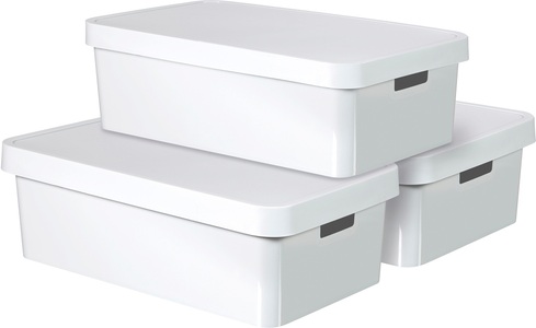 Curver, Curver Infinity Aufbewahrungsbox mit Deckel 3 Stk. 30 L Weiß 240671, Curver Organizer »INFINITY«, (3 St.), Aufbewahrungsbox, stapelbar, je 30 Liter, weiss