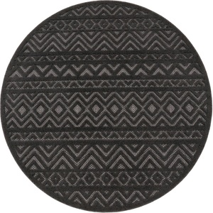 Paco Home Teppich »Livorno 673«, rund, Uni-Farben, Scandi, Rauten Muster, Hoch-Tief Effekt, Outdoor geeignet