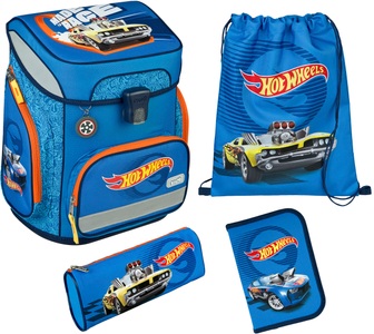 Scooli, Scooli Schulthek-Set EasyFit, Hot Wheels, 5-teilig, HWES8255, Scooli Schulranzen »EasyFit, Hot Wheels«, Reflektoren