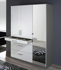 rauch BLUE, rauch BLUE Drehtürenschrank »Homburg«, mit Spiegel, oberer Schubkasten mit Einteilung, rauch Drehtürenschrank »Kleiderschrank Schrank Garderobe Garderobenschrank Topseller HOMBURG«, mit Spiegel, oberer Schubkasten mit Einteilung MADE IN GERMANY