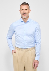 ETERNA Mode GmbH, SUPER SLIM Luxury Shirt in hellblau unifarben, Eterna Langarmhemd »SUPER SLIM«