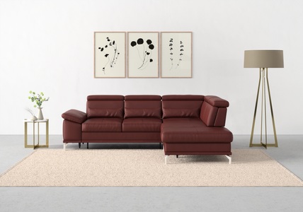 SIT&MORE, sit&more Ecksofa »Cabrio«, mit Sitztiefenverstellung und Federkern, 3 Nierenkissen, sit&more Ecksofa »Cabrio L-Form, B: 274 cm, mit Sitztiefen-, Arm- & Kopfteilverstellung« 3 Nierenkissen, Federkern, optional Bettfunktion und Stauraum