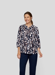 Rabe, Rabe Druckbluse, mit Minimal-Print und Knopfleiste, Rabe Druckbluse, mit Minimal-Print und Knopfleiste