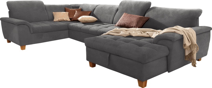 HOME AFFAIRE, Home affaire Wohnlandschaft »Lyla«, wahlweise mit Rückenfunktion und zusätzlich mit Bett + Bettkasten, Home affaire Wohnlandschaft »Lyla U-Form«, wahlweise mit Rückenfunktion und zusätzlich mit Bett + Bettkasten