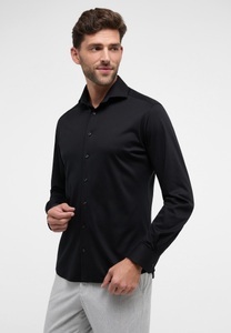 Eterna, ETERNA LANGARM HEMD MODERN FIT SOFT TAILORING JERSEY SCHWARZ UNIFARBEN, Eterna Langarmhemd »MODERN FIT«, NON IRON (bügelfrei)