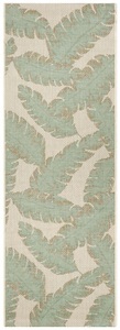 White Label, White Label - In-& Outdoor Teppich Bondi Beach - 70 x 200 cm; - Champagne, Grün, my home Teppich »Grace«, rechteckig, 4 mm Höhe, Florales Design, Robust, Pflegeleicht, Flachgewebe