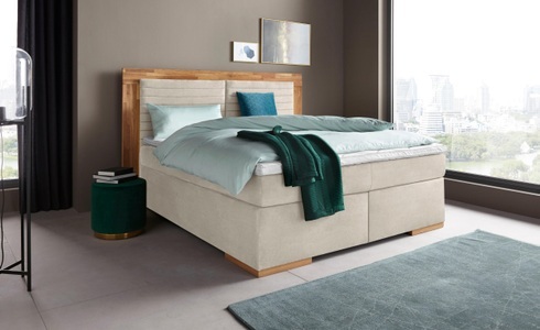 PLACES OF STYLE, Places of Style Boxspringbett »Cup«, mit Massivholzrahmen, mit Topper, in 2 Härtegraden, in 3 Breiten, Places of Style Boxspringbett »Cup«, mit Massivholzrahmen, mit Topper, in 2 Härtegraden, in 3 Breiten