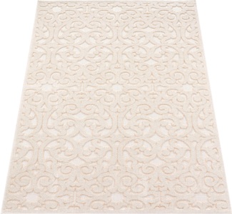 Paco Home Teppich »Cotton 234«, rechteckig, Uni-Farben, Hoch-Tief Effekt, Ornamente, boho, Outdoor geeignet