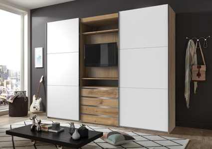 fresh to go, Fresh To Go Schwebetürenschrank »Magic«, mit drehbaren TV-Element, Wimex Schwebetürenschrank »Magic by fresh to go«, tolles EXTRA: mit drehbarem TV-Element, mittig mit Schubladen