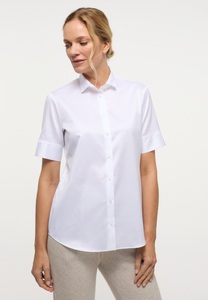 Eterna, ETERNA KURZARM BLUSE MODERN CLASSIC COVER SHIRT TWILL WEISS UNIFARBEN, Cover Shirt Bluse in weiß unifarben