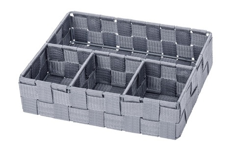 Wenko, Wenko Aufbewahrungskorb Adria Klein, Wenko Organizer , Badorganizer Adria , Grau , Kunststoff , 26x6.5x17 cm , mit mehreren Fächern , 004332015034
