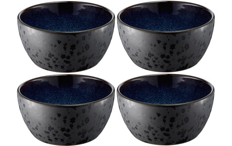 Bitz, Bitz-Bitz Schüssel Ø12cm, Schwarz/Dunkelblau, Bitz Snackschale, 4 tlg., aus Steinzeug