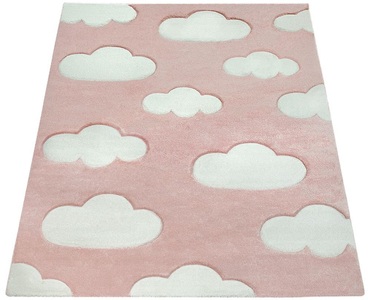 PACO HOME, Paco Home Kinderteppich »Cosmo 342«, rechteckig, 12 mm Höhe, 3D-Design, niedliches Wolken Motiv, Pastell-Farben, Kinderzimmer, 