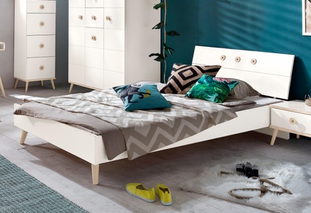 Wimex, Wimex Bett »Billund«, MID.YOU Bett 120/200 cm in weiss, eichefarben , Billund , Holz, Holzwerkstoff , 120 cm , Dekorfolie,Nachbildung , 001787029029