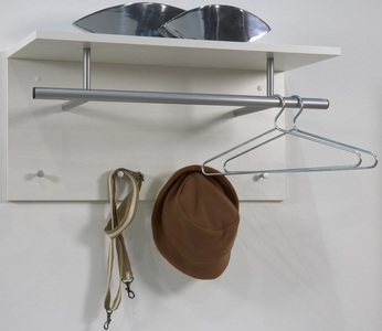 FMD, FMD Wandgarderobe 72 x 29,3 x 34,5 cm Weiß, FMD Garderobenpaneel »Spot«