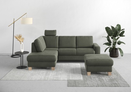 Home affaire Ecksofa »Summer«, mit Ottomane, wahlweise mit Bettfunktion und Bettkasten, Cord-Bezug