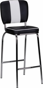 WOHNLING, Wohnling Barhocker »ELVIS«, MID.YOU Barhocker in kunststoff schwarz , American Diner , Streifen , 40x110x38 cm , poliert,matt , 000850007003