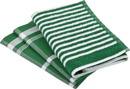 Ross, ROSS Geschirrtuch »Exclusiv«, (Set, 3 tlg.), 1x Küchen-Frottiertuch 50x50 cm mit Streifen und 2 Geschirrtücher 50x70 cm mit Karodesign, ROSS Geschirrtuch »Exclusiv«, (Set, 3 tlg.), 1x Küchen-Frottiertuch (Streifen) und 2 Geschirrtücher (Karodesign)