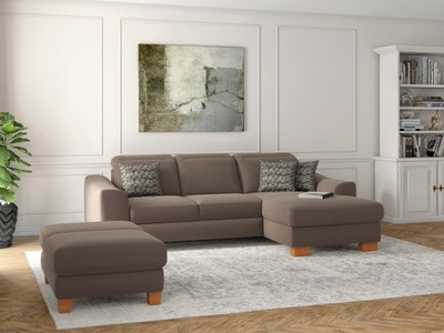 SIT&MORE, sit&more Ecksofa »Durness«, mit Federkern und hochwertigen Massivholzfüssen, wahlweise mit Kopfteilverstellung, Bettfunktion und Bettkasten oder mit Bettfunktion und Bettkasten, 