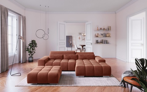 Cotta, COTTA Ecksofa "Orion L-Form" mit 2x Kopfteilverstellung & 3 Nierenkissen