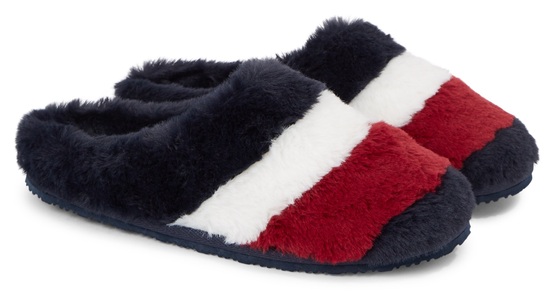 Tommy Hilfiger, Tommy Hilfiger Plüsch Hausschuhe »FLAG FUR HOME SLIPPER«, in Tommy Farben, 