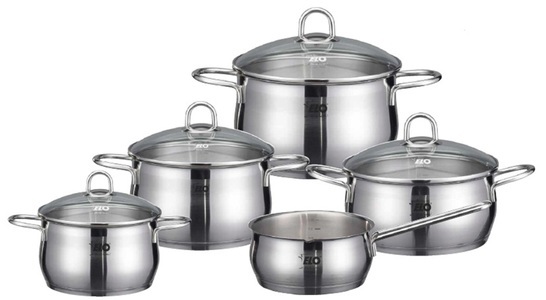 Elo, Elo Topf-Set »Platin« (Set, 9-tlg.), Elo Topf-Set »Platin«, Edelstahl 18/10, (Set, 9 tlg., 1 Bratentopf 20 cm, je 1 Fleischtopf 16/20/24 cm, 1 Kasserolle 16 cm), Induktion