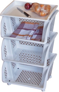 BISCHOF, Bischof Rollwagen, Polypropylen, für Bad und Küche mit grosser Abdeckablage, 3 Körbe, Bischof Rollwagen, Polypropylen, für Bad und Küche mit grosser Abdeckablage, 3 Körbe