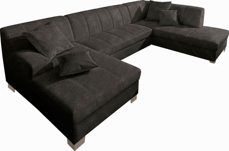 INOSIGN, INOSIGN Wohnlandschaft, wahlweise mit Bettfunktion, INOSIGN Wohnlandschaft »Turah moderne Steppung, incl. Zierkissen, auch in Leder,«, wahlweise mit Bettfunktion, B/T/H: 297/82/75 cm, U-Form