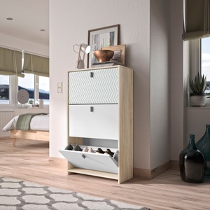 Gami, Gami Schuhschrank »RIO«, Schuhschrank «Diag», B 68 x H 116 x T 30 cm, Dekor weiss/eiche