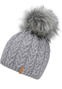 Chillouts, chillouts Bommelmütze »Tabea Hat«, Abnehmbarer Fellimitat-Pom Pom, Zopfmuster, chillouts Bommelmütze »Tabea Hat«, mit abnehmbarem Kunstfell-Bommel