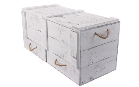 undefined, Holzkiste »Vintage Shabby Weiss, 85 x 42 cm«, Herkunftsland Ukraine, Holzart Kiefer, Holz Zollhaus Holzkiste »Vintage Shabby Weiss, 85 x 40 cm«, Herkunftsland Ukraine, Holzart Kiefer