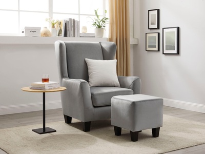 HOME AFFAIRE, Home affaire Sessel »Chilly«, (Set, 2 St., bestehend aus Sessel und Hocker), mit bequemer Federkern-Polsterung, in drei unterschiedlichen Bezugsqualitäten erhältlich, Sitzhöhe 44 cm, 