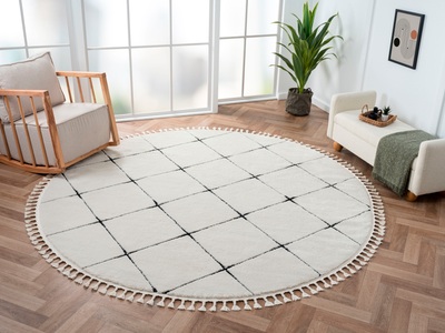Myflair Möbel & Accessoires Hochflor-Teppich »Moroccan Square«, rund, modern, marokkanisches Design, Rauten Muster, weich durch Hochflor