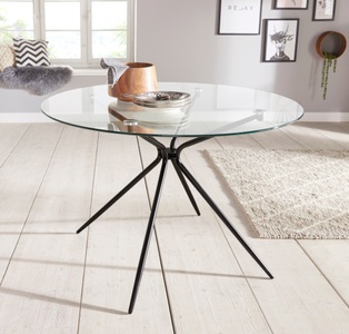 INOSIGN, INOSIGN Glastisch »Silvi«, rund, Ø 110 cm, schwarzes Metallgestell, INOSIGN Glastisch »Silvi, TOPSELLER!«, (Esstisch, Glastisch, OTTOs Choice), rund, Ø 110 cm, schwarzes Metallgestell