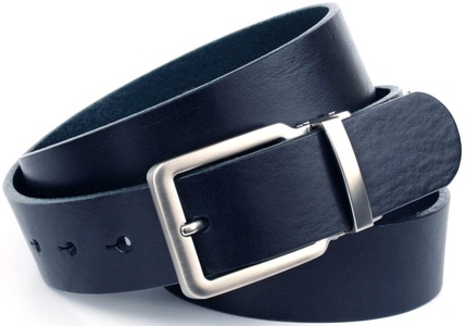 ANTHONI CROWN, Anthoni Crown Vollledergürtel in Dunkelblau, Anthoni Crown Ledergürtel, 3,5 cm breiter Casual-Vollledergürtel