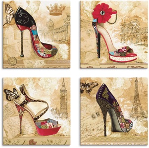 Artland, Artland Leinwandbild »Veränderliche Zeiten Stiletto«, Artland Leinwandbild »Veränderliche Zeiten Stiletto«, Mode, (4 St.), 4er Set, verschiedene Grössen