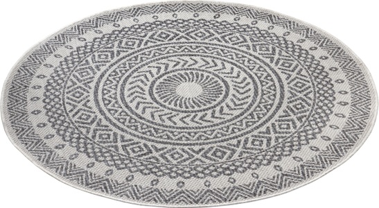 NORTHRUGS, NORTHRUGS Teppich »Giro«, rund, 4 mm Höhe, Flachgewebe In und Outdoor geeignet, Mandala Design, gekettelt, Wohnzimmer, Balkon, Terrasse, Garten, Robust, Pflegeleicht, NORTHRUGS Teppich »Giro«, rund, 4 mm Höhe, Flachgewebe Mandala Design, gekettelt, Robust, Pflegeleicht